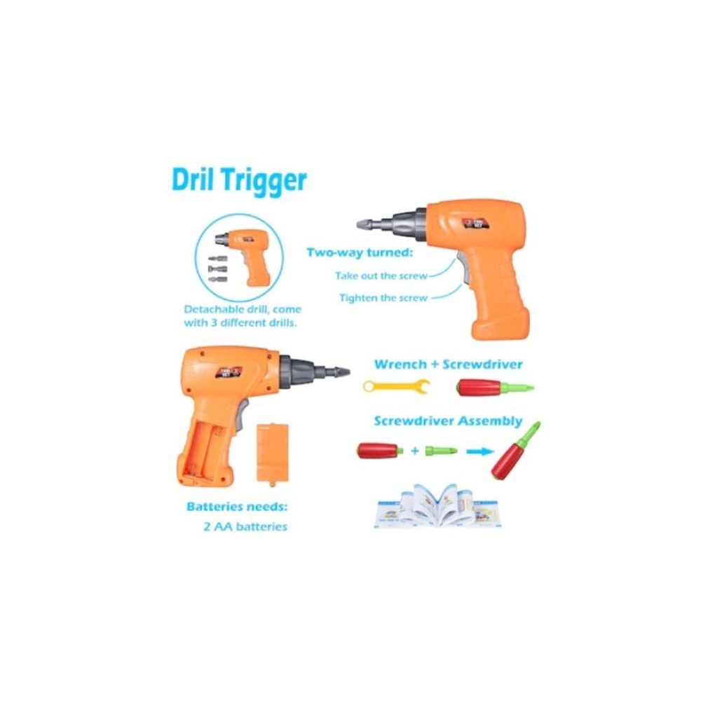 Jucărie educativă și interactivă, set bormașină cu 237 piese, cadou pentru copii cu vârsta cuprinsă între 3-10 ani, Multicolor 5