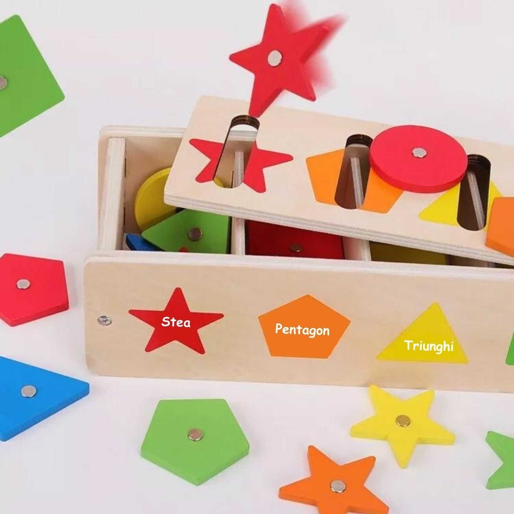 Jucărie sortator de forme și culori, clasificare și joc de pescuit magnetic în limba română 6