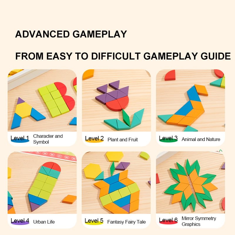 Kit magnetic educativ 250 piese cu tablă, clepsidră și ghid 240 modele, Tangram 3+ 3