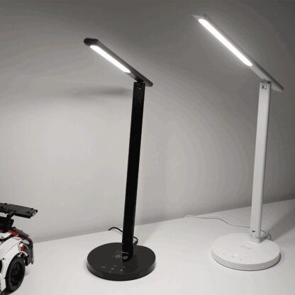 Lampă de birou WiFi Tellur Smart, 12W, lumină albă, caldă, Qi 10W, USB 10W, reglabilă, alb 2