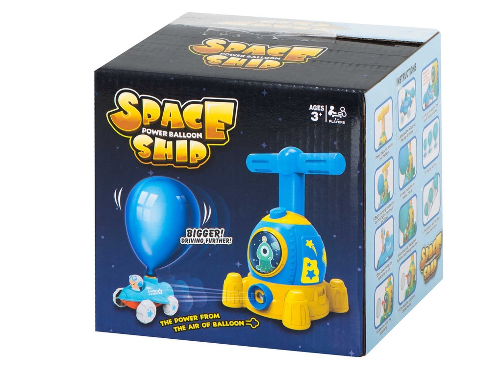 Lansator de mașini cu balon, vehicul spațial pentru copii Space Ship, Jucărie interactivă cu 2 mașinuțe și 10 baloane