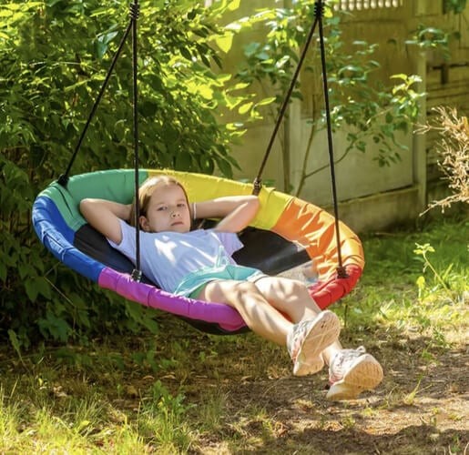 Leagăn tip cuib reglabil pe înălțime, 110 cm, 150 kg, multicolor 2