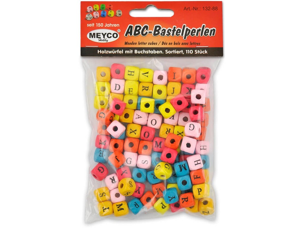 Mărgele colorate, pătrate cu litere, 110 buc, 25 gr