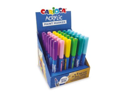Marker cu vopsea acrilică și vârf pensulă Carioca 36 buc/display color
