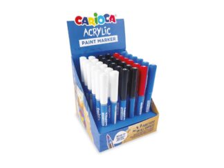 Marker cu vopsea acrilică și vârf pensulă Carioca 36 buc/display culori primare