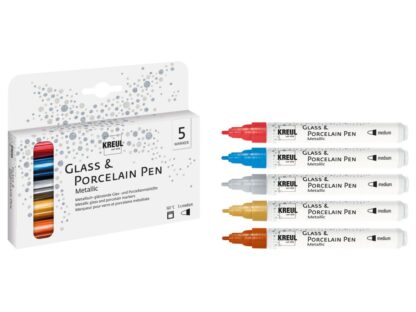 Markere pentru sticlă și porțelan Kreul Metallic Fine, 5 buc/set 2