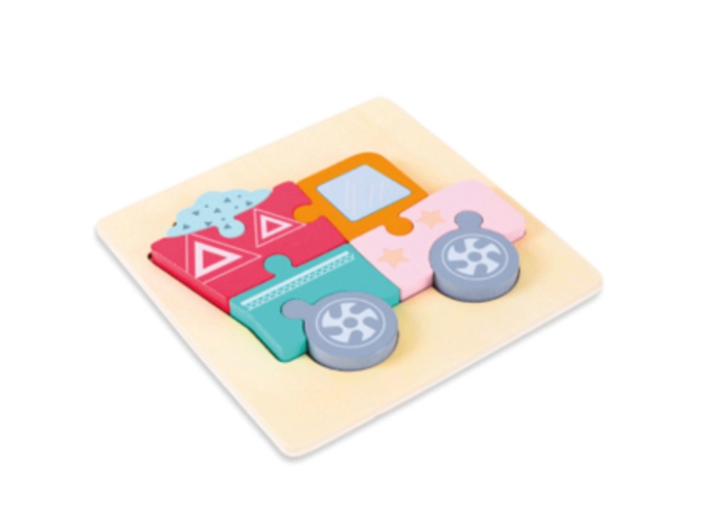 Mașină de construcții Puzzle încastru din lemn