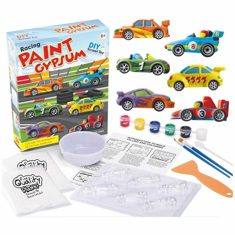 Mașini de Curse, Figurine din ipsos de pictat pentru copii, Kit complet DIY 3