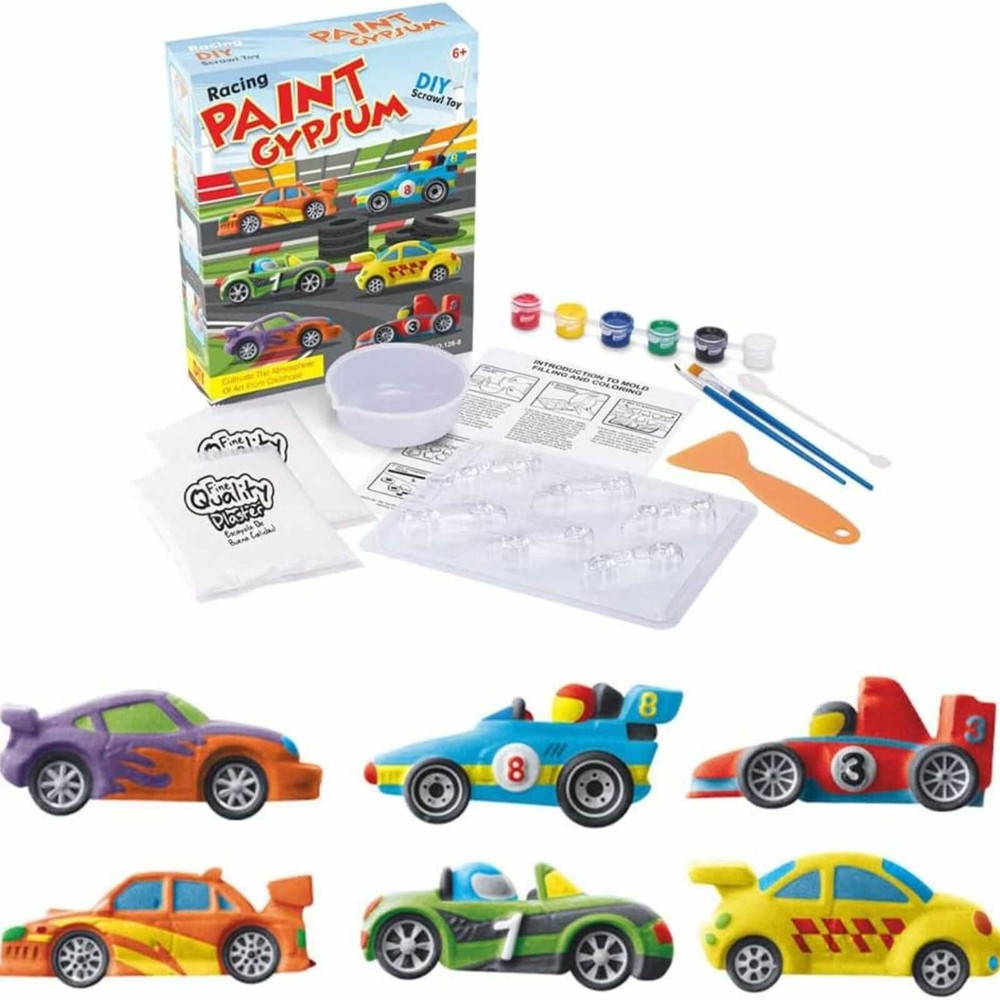 Mașini de Curse, Figurine din ipsos de pictat pentru copii, Kit complet DIY 4