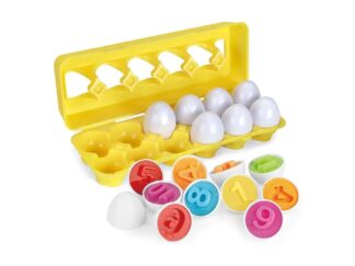 Matching Eggs, Joc Educativ de Asociere și Potrivire, Set 12 Ouă cu Cifre, Montessori Puzzle