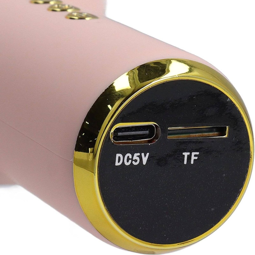 Microfon Karaoke Wireless cu Bluetooth, Model Iepuraș, Efecte voce, Boxă Inclusă, Recorder, RGB, Roz 10