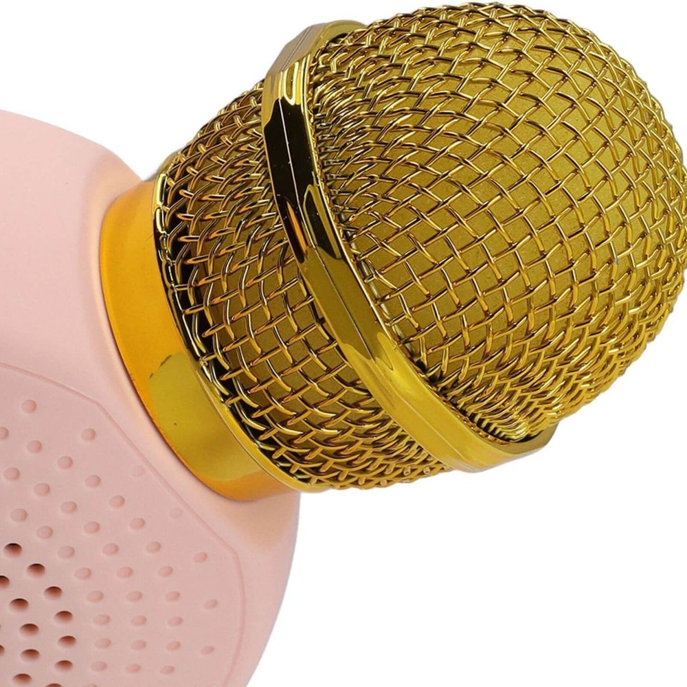 Microfon Karaoke Wireless cu Bluetooth, Model Iepuraș, Efecte voce, Boxă Inclusă, Recorder, RGB, Roz 8
