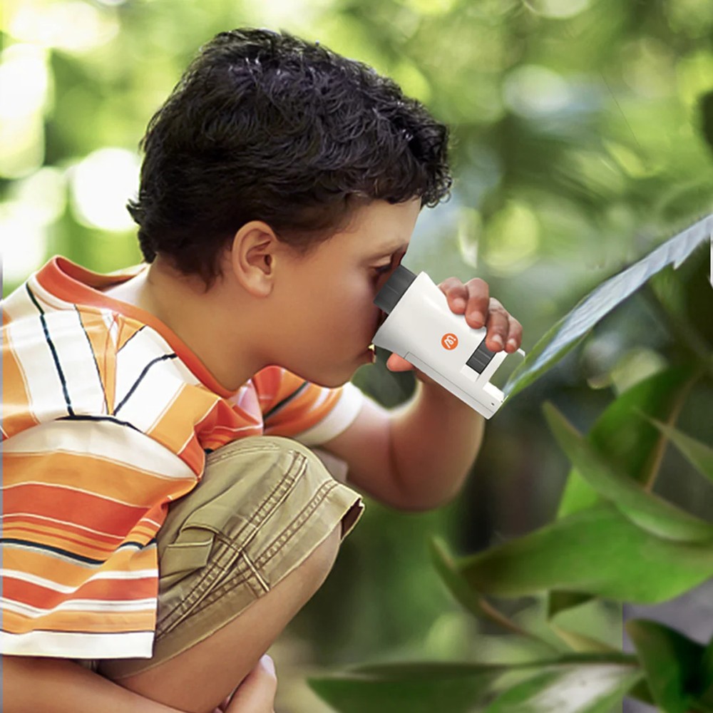 Microscop pentru copii, mărire de 160x, obiectiv optic HD, lumină Led, portabil, imagini clare 3