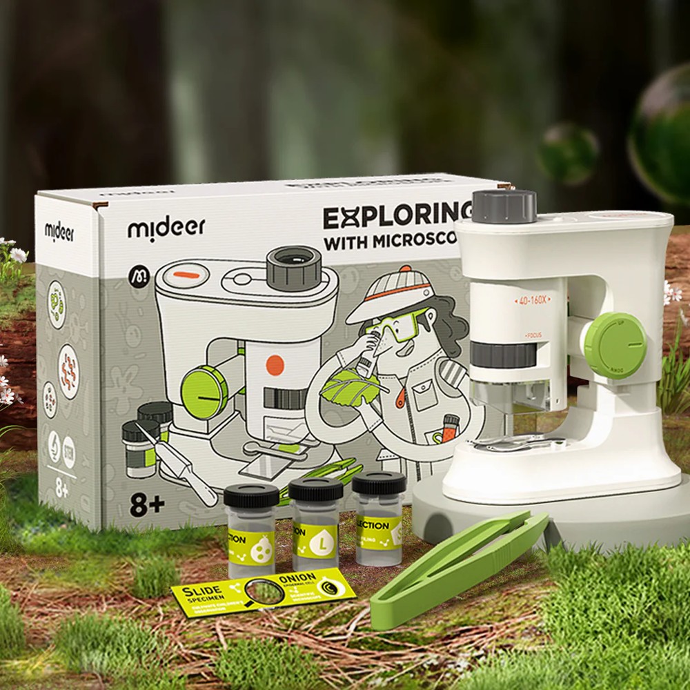 Microscop pentru copii, mărire de 160x, obiectiv optic HD, lumină Led, portabil, imagini clare 6