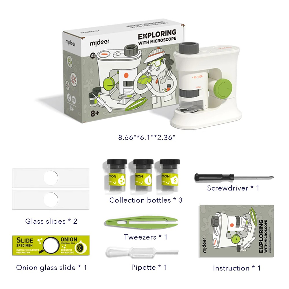 Microscop pentru copii, mărire de 160x, obiectiv optic HD, lumină Led, portabil, imagini clare 7