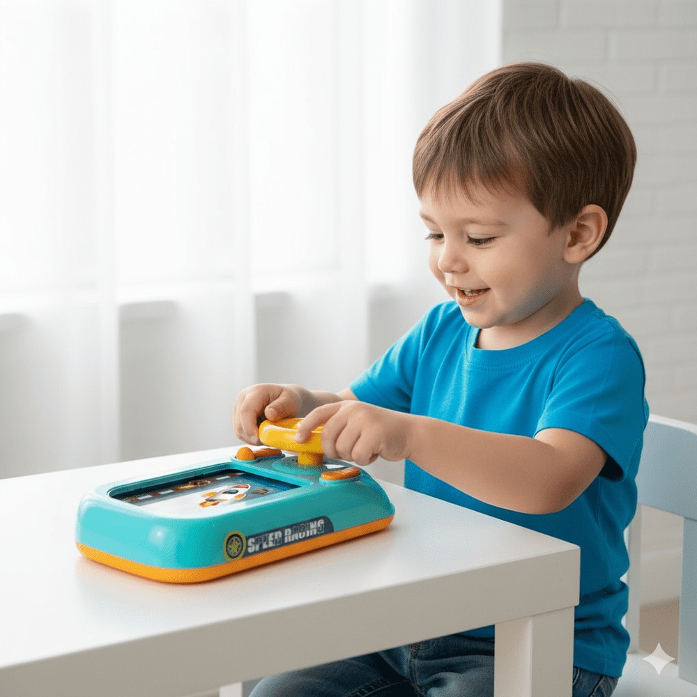 Mini Racer simulator de curse cu volan de condus, alimentare USB, copii 3-6 Ani 2