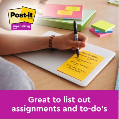 Notes adeziv Post-it® Neon liniat 5