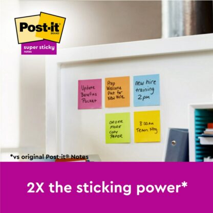 Notes adeziv Super Sticky 76 x 76 mm, 90 file x 5 culori asortate, Post-It 1