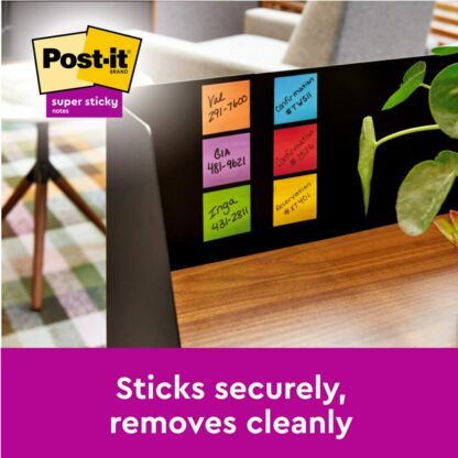 Notes adeziv Super Sticky 76 x 76 mm, 90 file x 5 culori asortate, Post-It 2