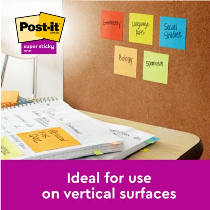 Notes adeziv Super Sticky 76 x 76 mm, 90 file x 5 culori asortate, Post-It 3