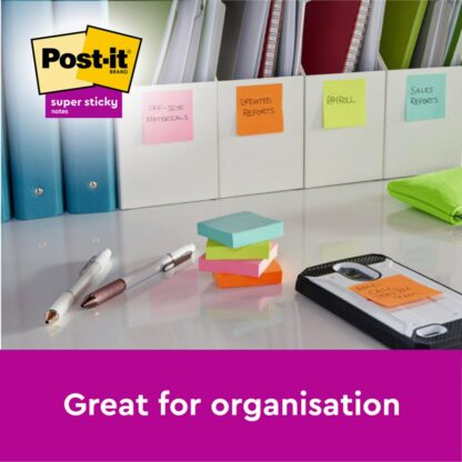 Notes adeziv Super Sticky 76 x 76 mm, 90 file x 5 culori asortate, Post-It 4