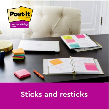 Notes adeziv Super Sticky 76 x 76 mm, 90 file x 5 culori asortate, Post-It 5