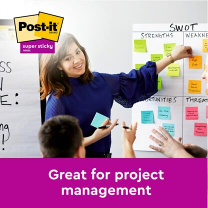 Notes adeziv Super Sticky 76 x 76 mm, 90 file x 5 culori asortate, Post-It 6