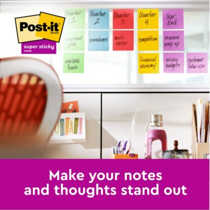 Notes adeziv Super Sticky 76 x 76 mm, 90 file x 5 culori asortate, Post-It 7