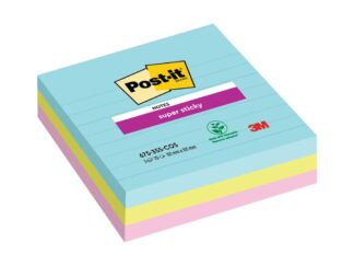 Notițe adezive Super Sticky pentru conferință, liniate, 101 mm x 101 mm, 3 x 75 file, Post-it