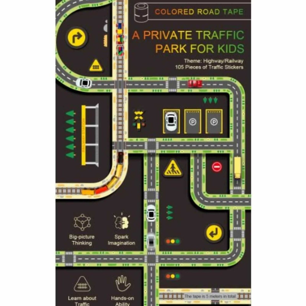 Orașul meu, Bandă adezivă Stradă, Semne circulație, Autocolant Șosea, Drumuri și Cale Ferată 3
