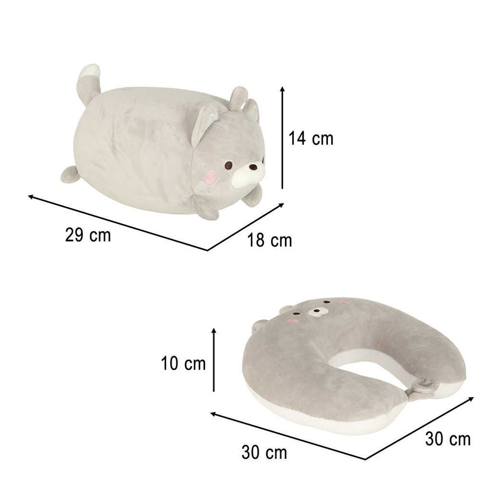 Pernă Călătorie 2 în 1 cu Jucărie Plus Pisică, Ergonomică, Pentru Copii, Somn și Relaxare 14