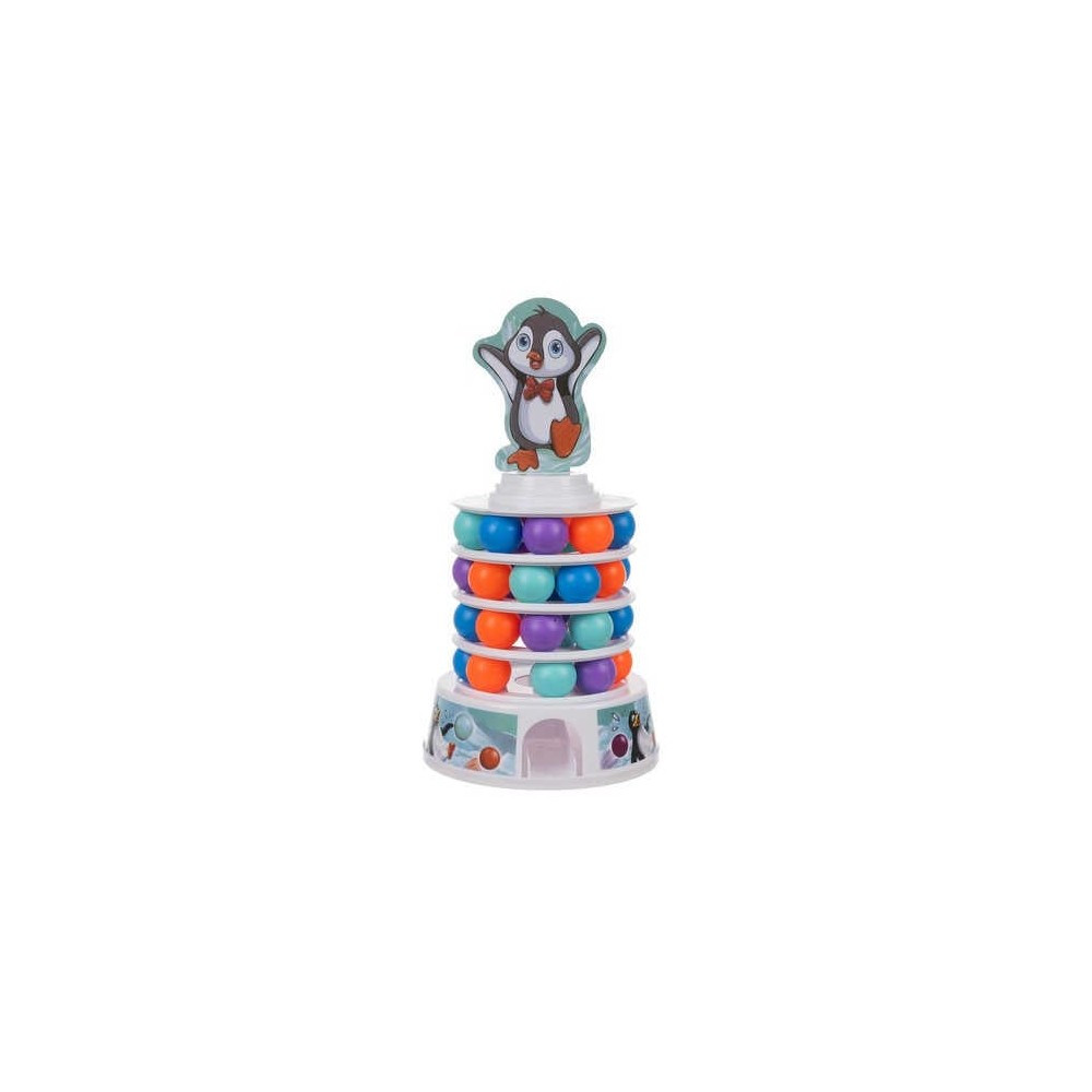 Pinguin pe Turn Joc de Îndemânare Copii, Joc de Masă cu Bile Colorate, Multicolor 3
