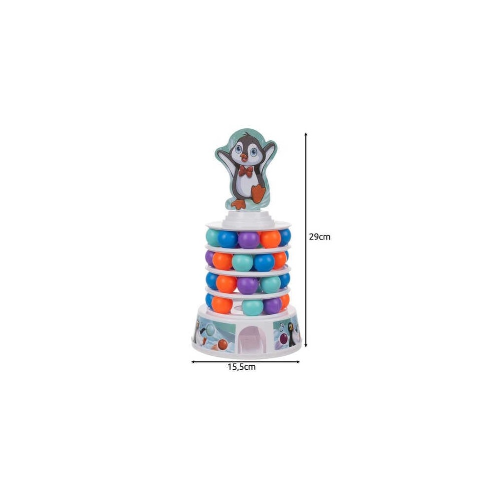Pinguin pe Turn Joc de Îndemânare Copii, Joc de Masă cu Bile Colorate, Multicolor 9