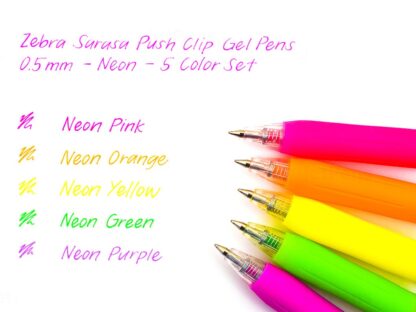 Pix cu gel Sarasa Neon 5 culori/set Zebra exemplu