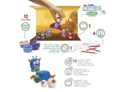 Plastilină ModeLight Maxi PlayBox Carioca Aliens detalii
