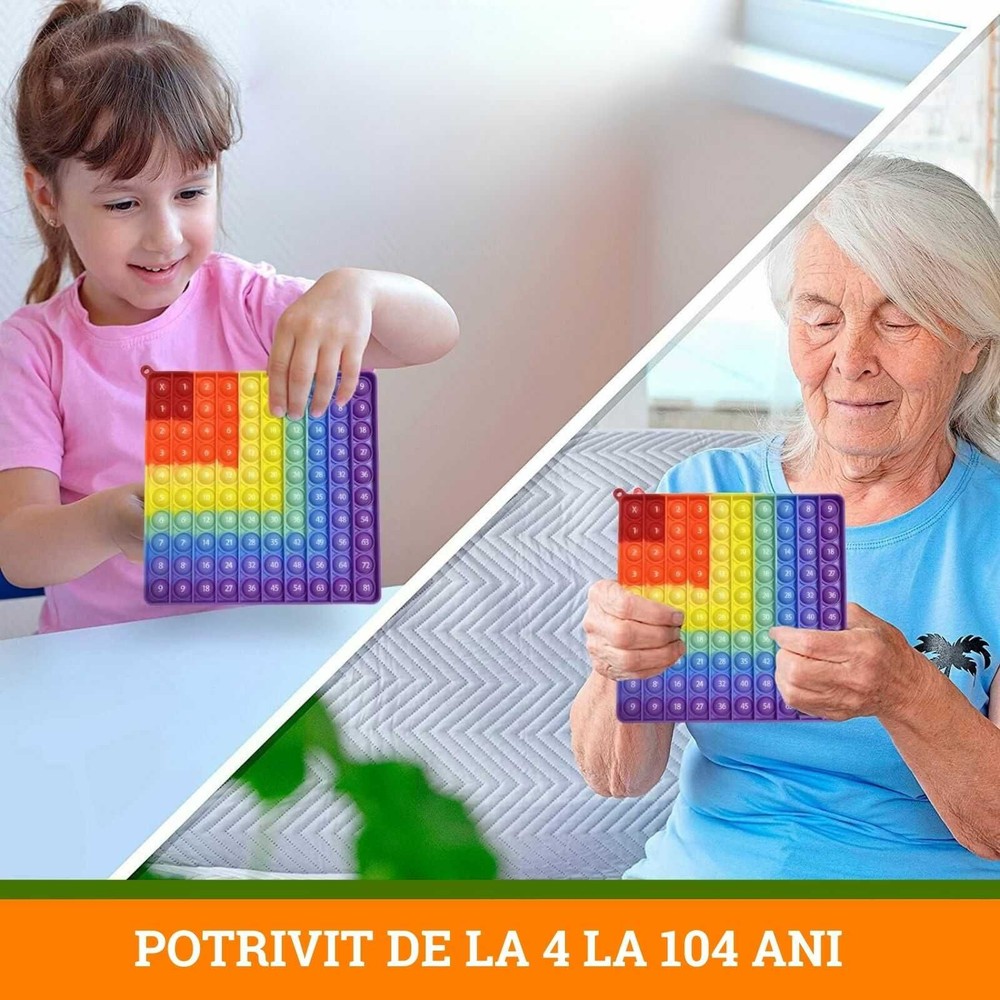 Pop It 10 10 matematică pentru a învăța înmulțirea cu numere de la 1 la 9 și pentru a învăța adunarea, Jucărie educativă, 20 x 20 cm, multicolor 2