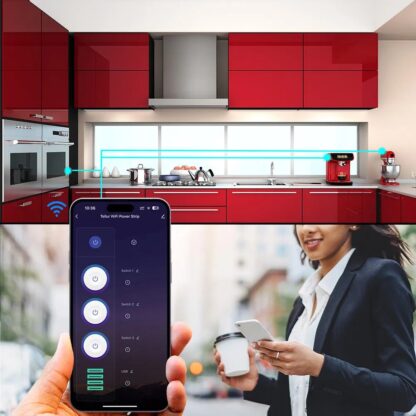 Prelungitor WiFi Tellur Smart, 3 porturi, PD30W, QC18W, 2xUSB 2.4A, 2500W, 10A, 2m 7