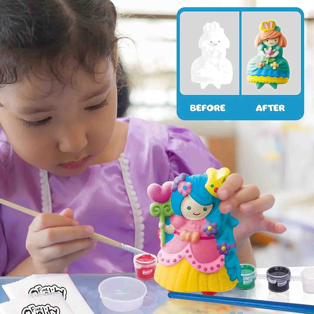 Prințese, Figurine din ipsos de pictat pentru copii, Kit complet DIY 2