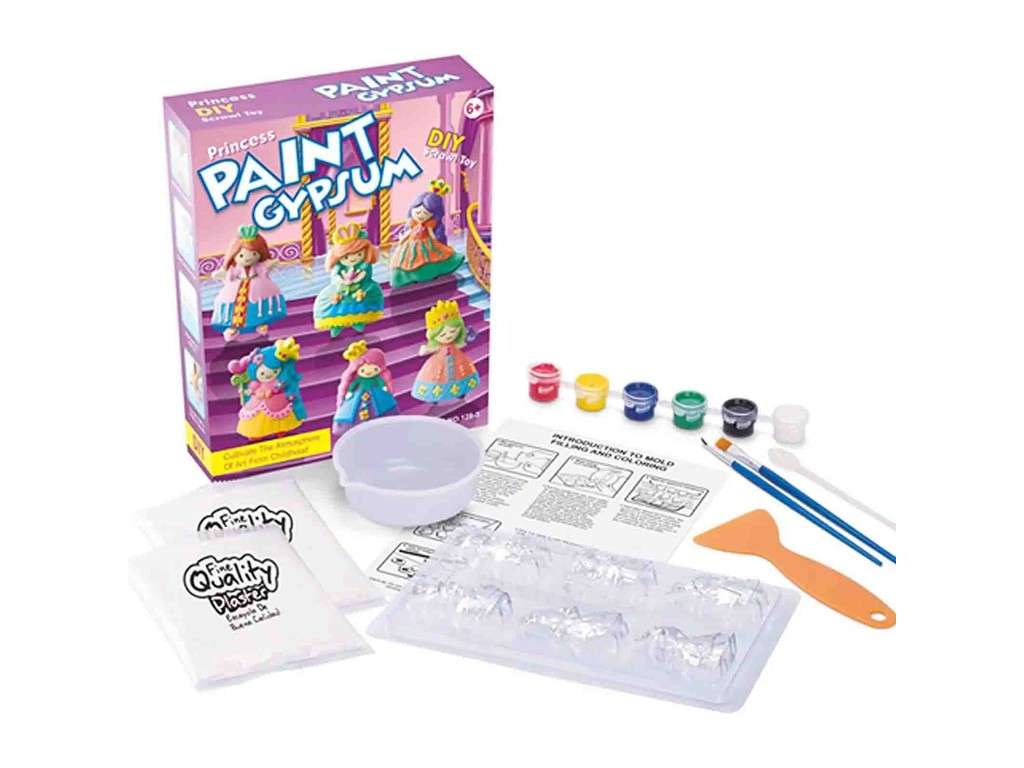 Prințese, Figurine din ipsos de pictat pentru copii, Kit complet DIY