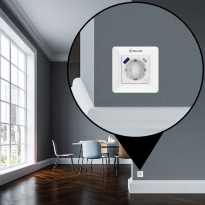 Priză de perete WiFi Tellur Smart, 3600W, 16A, PD20W, USB 18W, monitorizare consum, alb 4