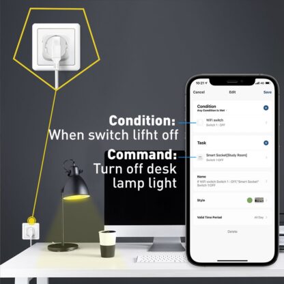 Priză WiFi Tellur Smart, monitorizare consum, 3680W, 16A, alb 4