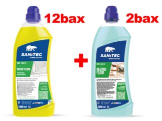 Promo SANITEC: 12 baxuri Detergent pardoseli 1000 ml Igienic Sanitec, portocală + 2 baxuri Detergent pardoseli delicate 1000 ml Neutro Floor Sanitec GRATUIT