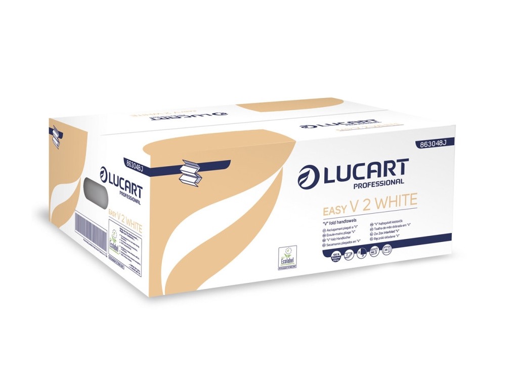 Prosoape pliate V 2 Lucart Easy, 2 str, 21 x 21 cm, 190 buc/pachet, 20 pachete/bax