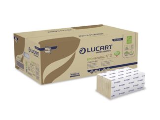 Prosoape pliate V 2 Lucart EcoNatural, 2 str, 21 x 21 cm, 190 buc/pachet, 20 pachete/bax