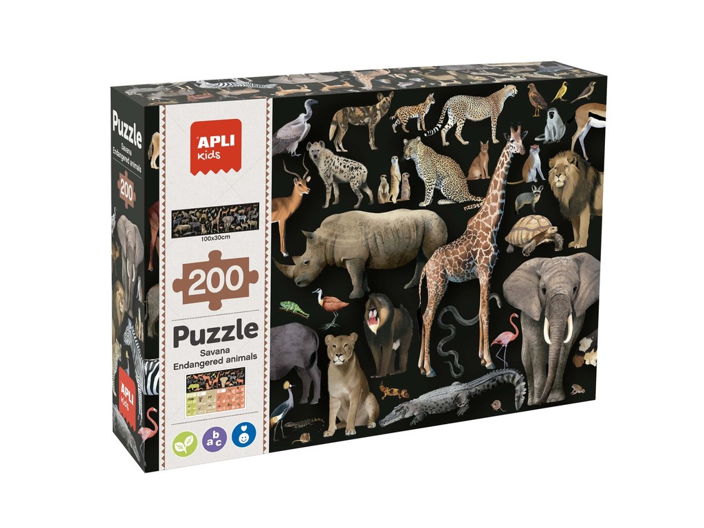 Puzzle Animale în Pericol Savana, 200 piese