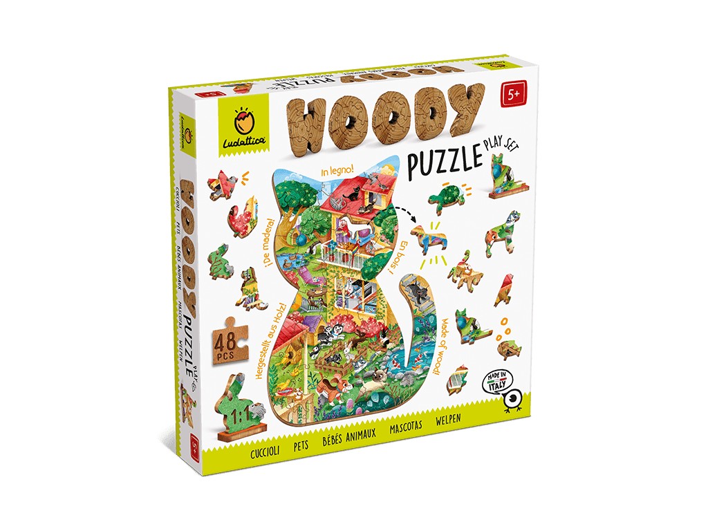 Puzzle de lemn Animale de companie, Ludattica, +5 ani
