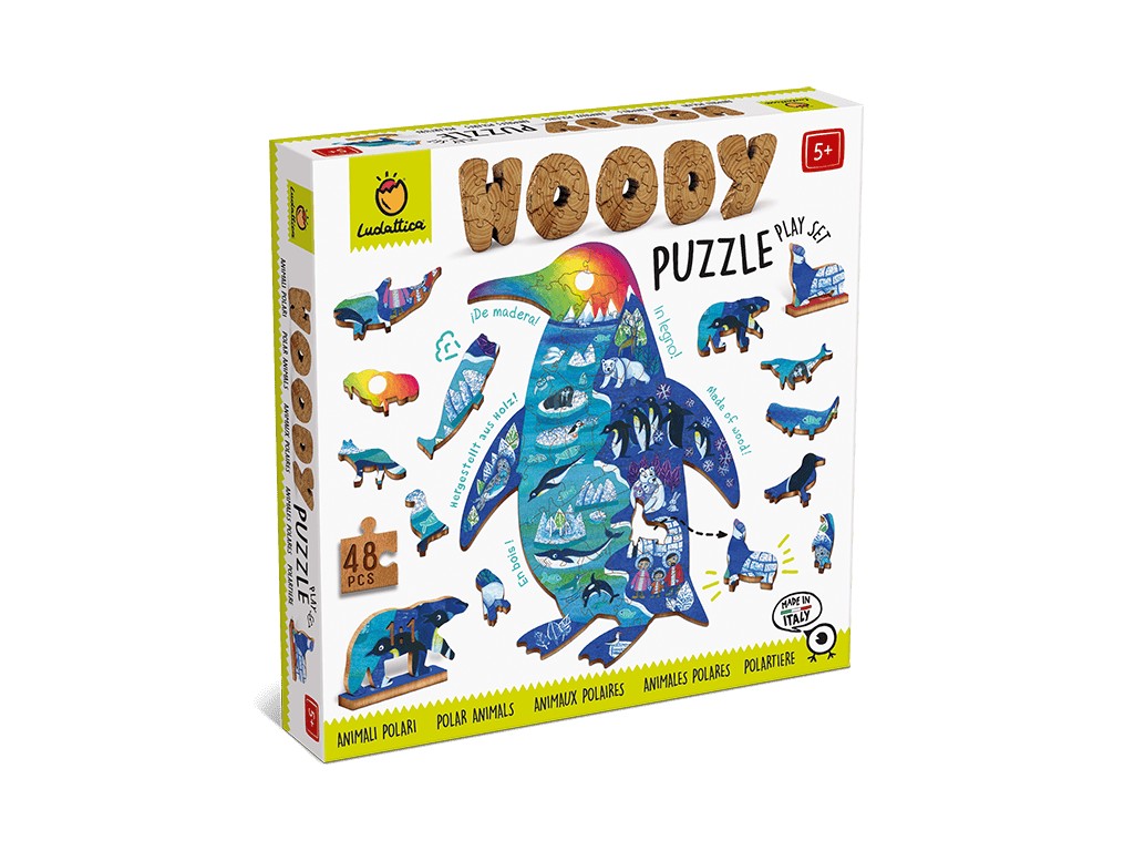 Puzzle de lemn Polul Nord, Ludattica, +5 ani, 48 piese