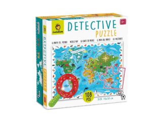 Puzzle Detectiv Harta Lumii cu Animale, 108 piese, +5 ani, Ludattica
