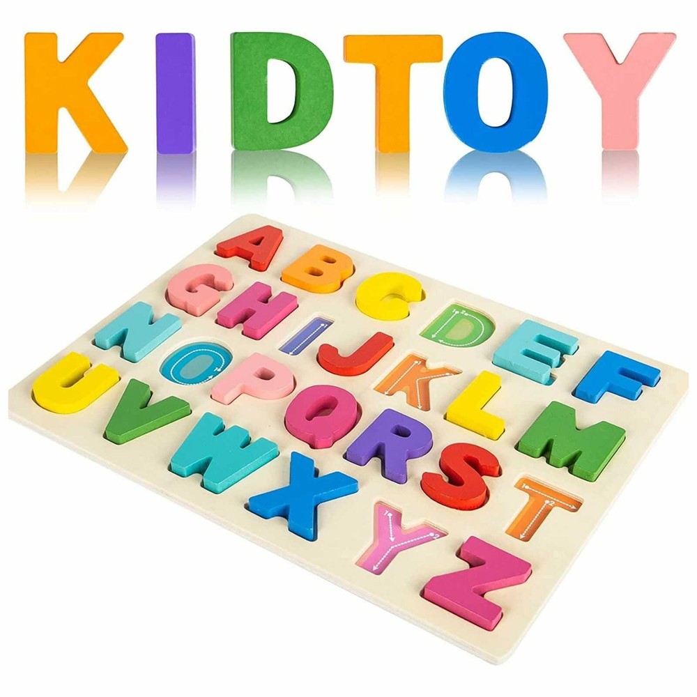 Puzzle din lemn cu litere de tipar, Alfabet 3