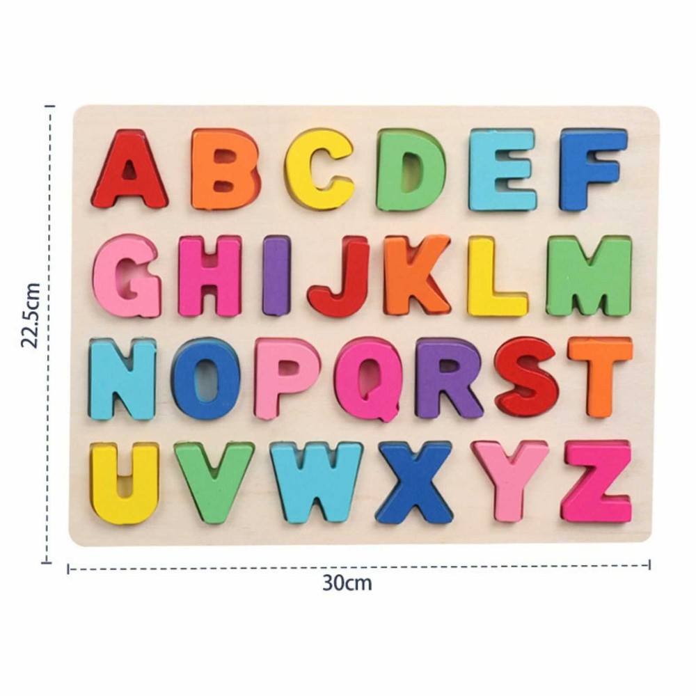 Puzzle din lemn cu litere de tipar, Alfabet 5